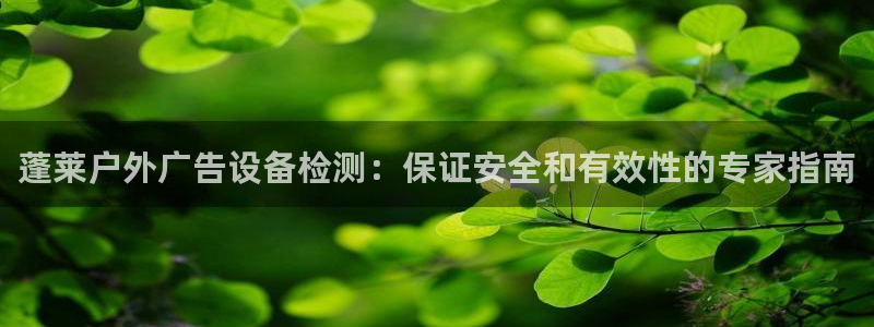 杏宇官方平台官网入口：蓬莱户外广告设备检测：保证安全和有效性的专家指南